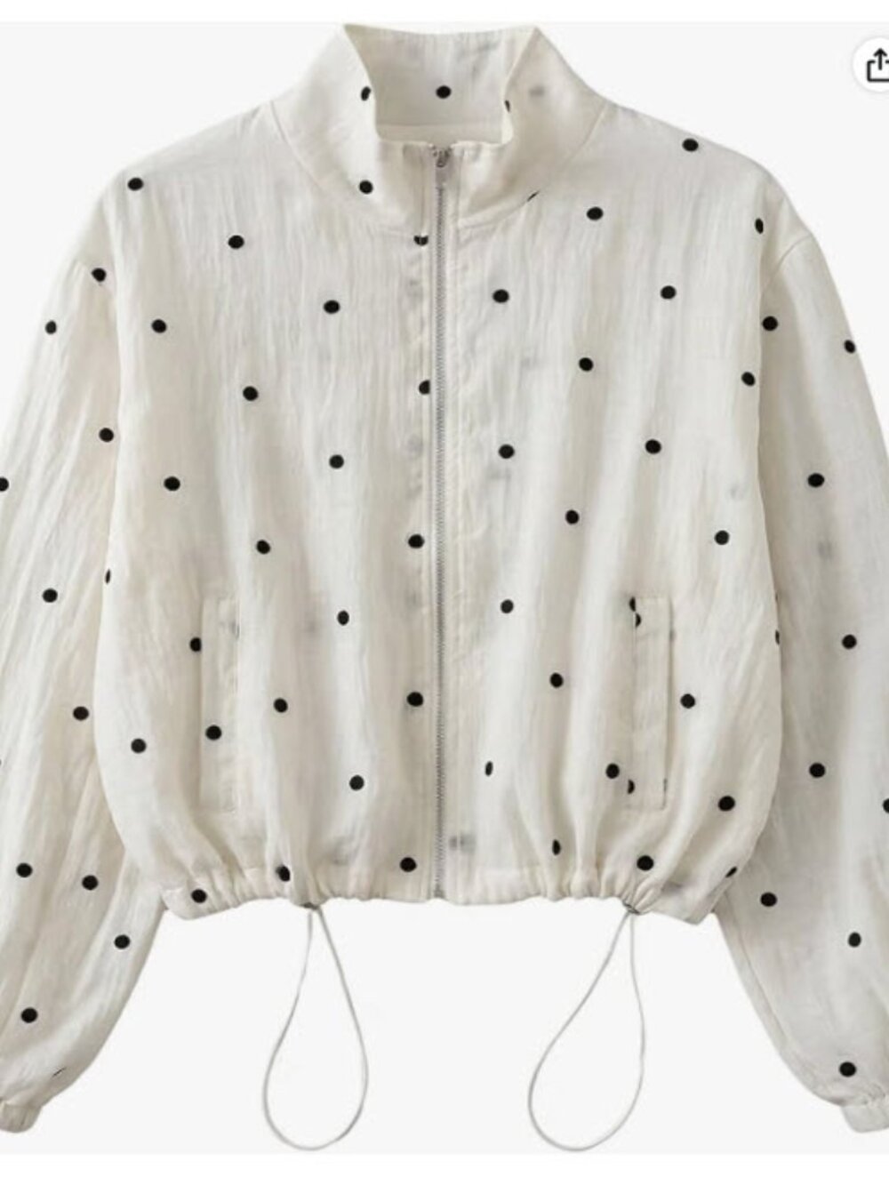 Women's Polka Dots Jacket Sheer Lightweight Zip Up Casual Jacket - NWOT - M